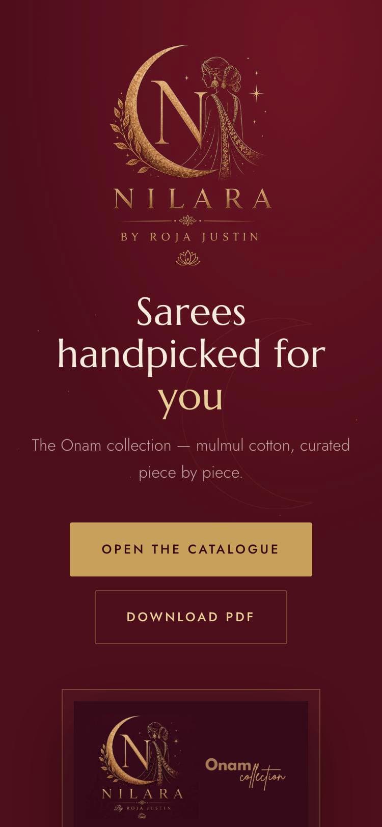 Nilara homepage on a phone